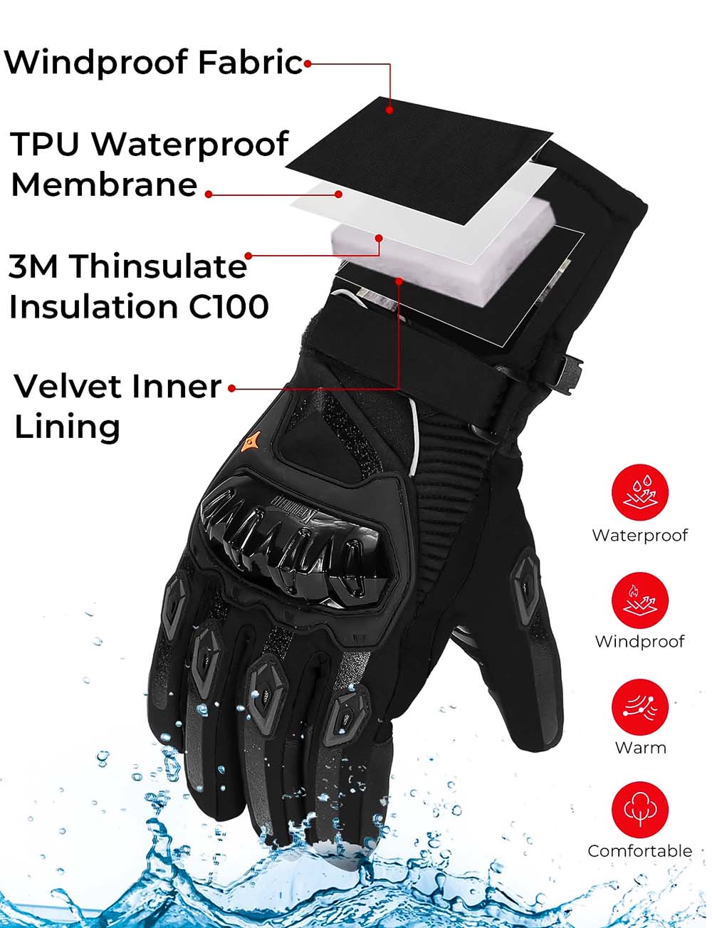 Winter Motorcycle Gloves - CE Certificate