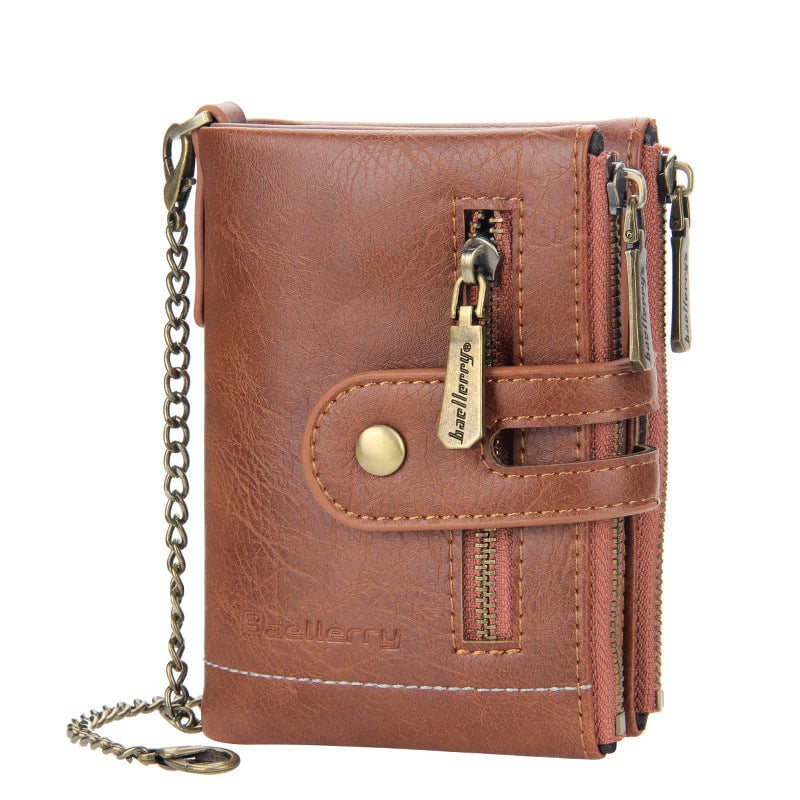 Men's Wallet with Chain, Retro Bifold Card Holder Purse