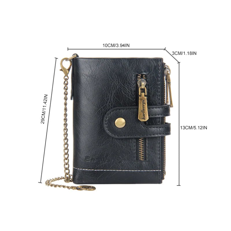 Men's Wallet with Chain, Retro Bifold Card Holder Purse